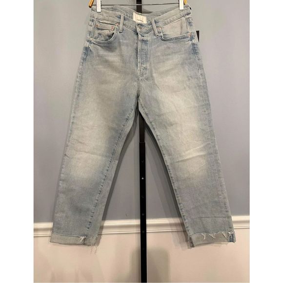 New MOTHER The Scrapper Cuff Ankle Fray Jeans Lonely Hearts Club Size 30 - Picture 4 of 9